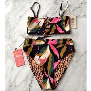 Maaji Nwt Artemis Reversible Bandeau Bikini Top & High Bottom Swim Set Small S